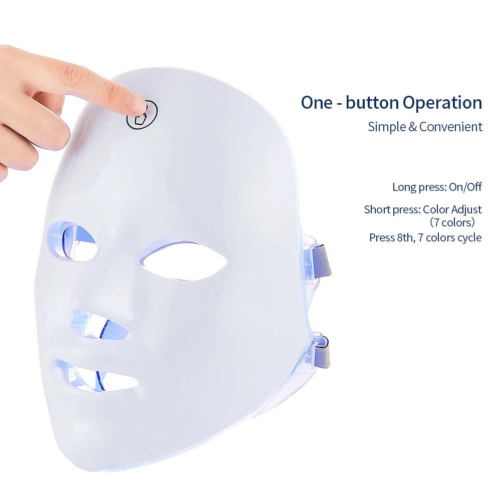 7-Color LED Photon Facial Mask | Wireless Light Therapy Mask for Anti-Aging, Acne Reduction, Skin Tightening & Brightening
