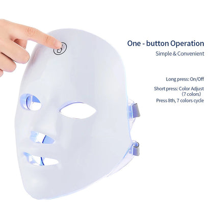 7-Color LED Photon Facial Mask | Wireless Light Therapy Mask for Anti-Aging, Acne Reduction, Skin Tightening & Brightening