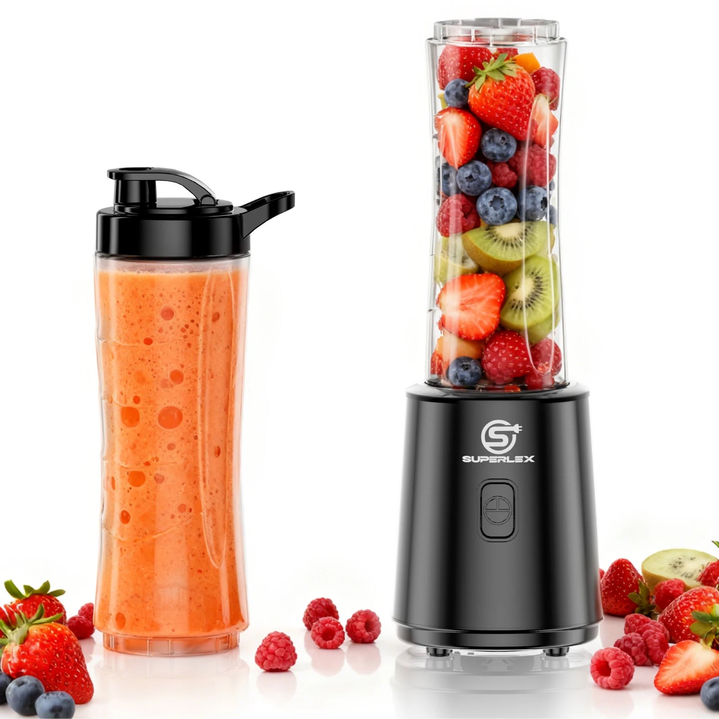 Double Cup 600ML Portable Electric Juicer – 4000mAh Ice Crush Blender with Stainless Steel Blades