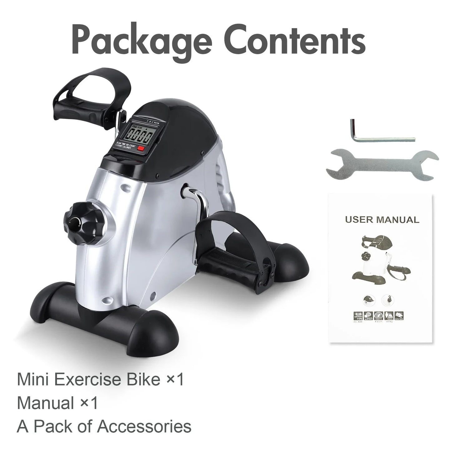 Portable Mini Exercise Bike Under Desk Pedal Exerciser with LCD – Arm & Leg Multifunctional Stepper for home & office