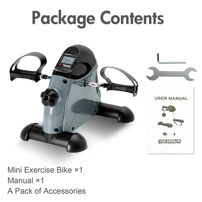 Portable Mini Exercise Bike Under Desk Pedal Exerciser with LCD – Arm & Leg Multifunctional Stepper for home & office