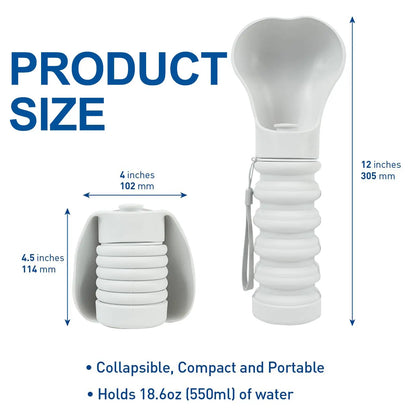 Foldable Dog Water Bottle 550ml – Leak-Proof Portable Travel Water Dispenser for Dogs & Cats