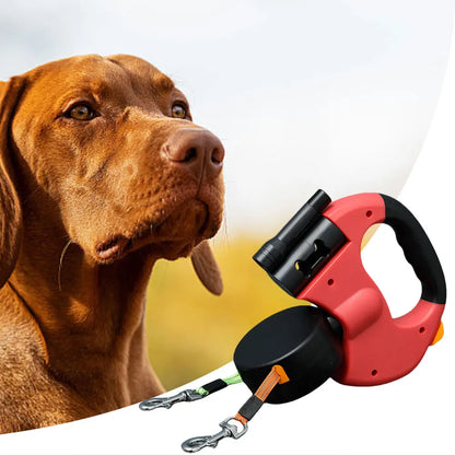 Double Headed Retractable Dog Leash with LED Light – 3m Dual Traction Rope for Small & Medium Dogs