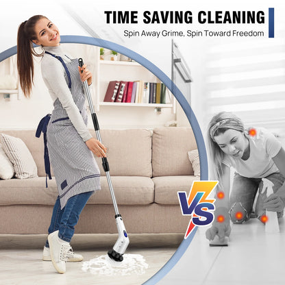 Cordless Electric Spin Scrubber 10-in-1 – Multifunctional Rotary Cleaning Brush for Kitchen & Bathroom