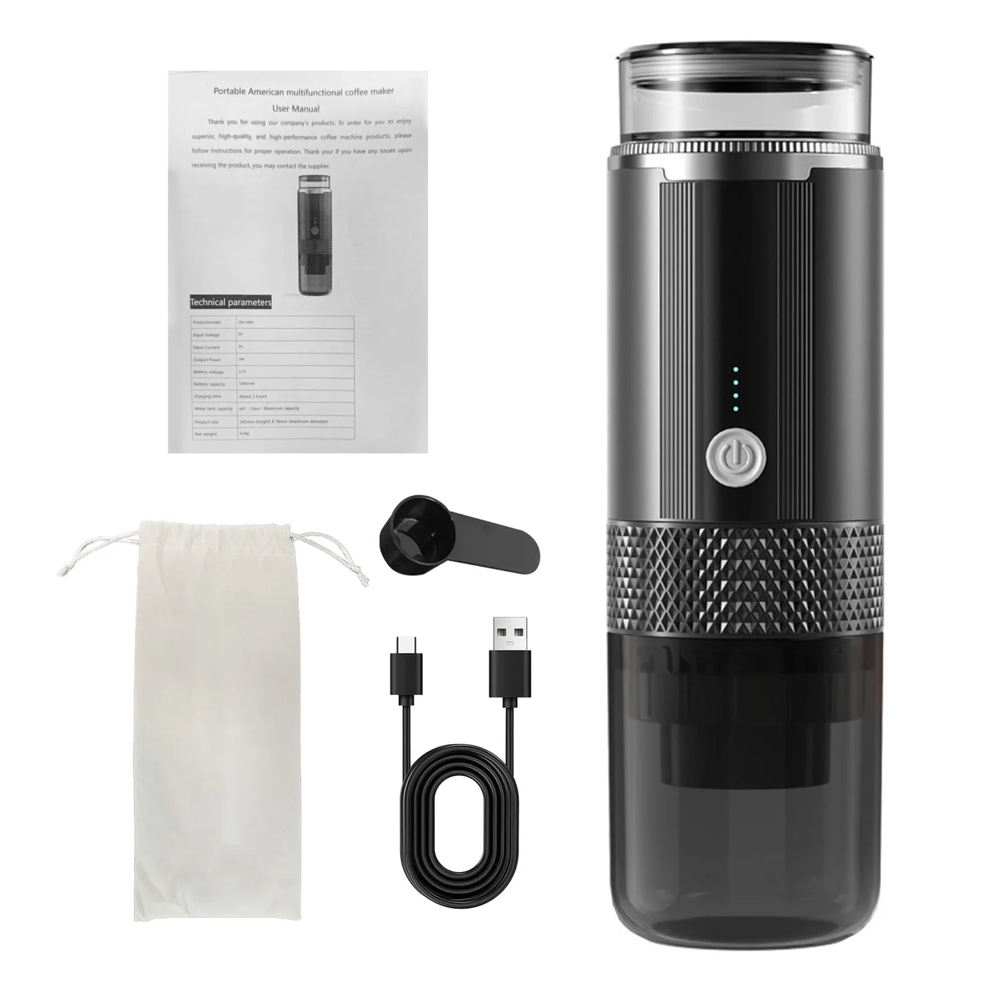 Portable Electric Espresso Coffee Machine – Cordless Rechargeable One-Button Coffee Maker