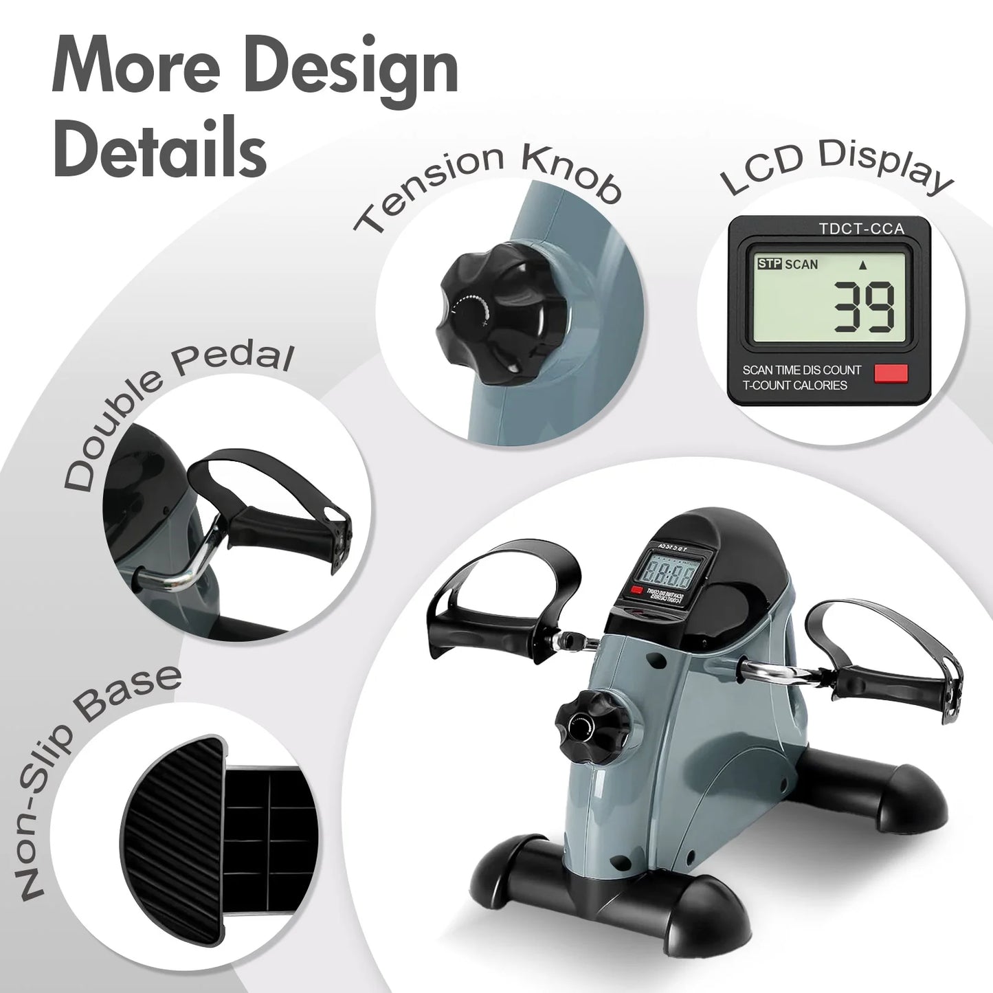 Portable Mini Exercise Bike Under Desk Pedal Exerciser with LCD – Arm & Leg Multifunctional Stepper for home & office