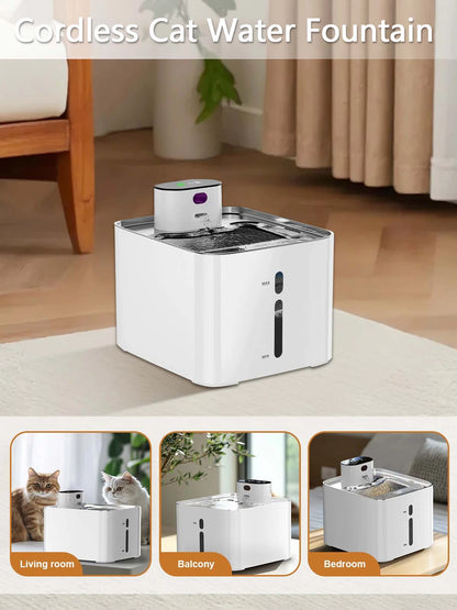4.2L Stainless Steel Cat Water Fountain – Cordless Rechargeable Pet Water Dispenser with Motion Sensor