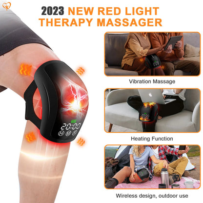 Knee Laser Therapy Device with 70 Diodes – Wireless Knee Massager with Heat & Vibration