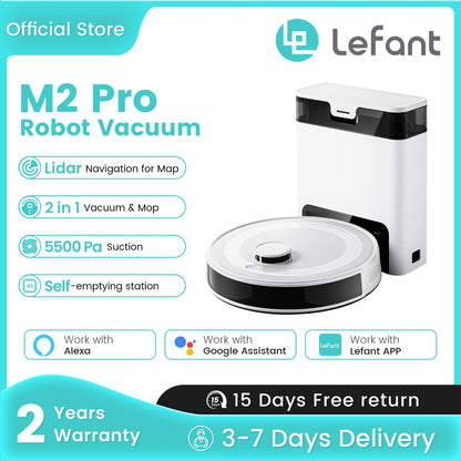 M2 Pro LDS Robot Vacuum & Mop Combo – 6000Pa Suction with Smart Mapping & Auto Dust Collection
